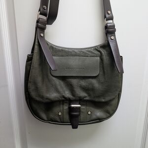 Longchamp Green Leather Balzane Crossbody Saddle Bag